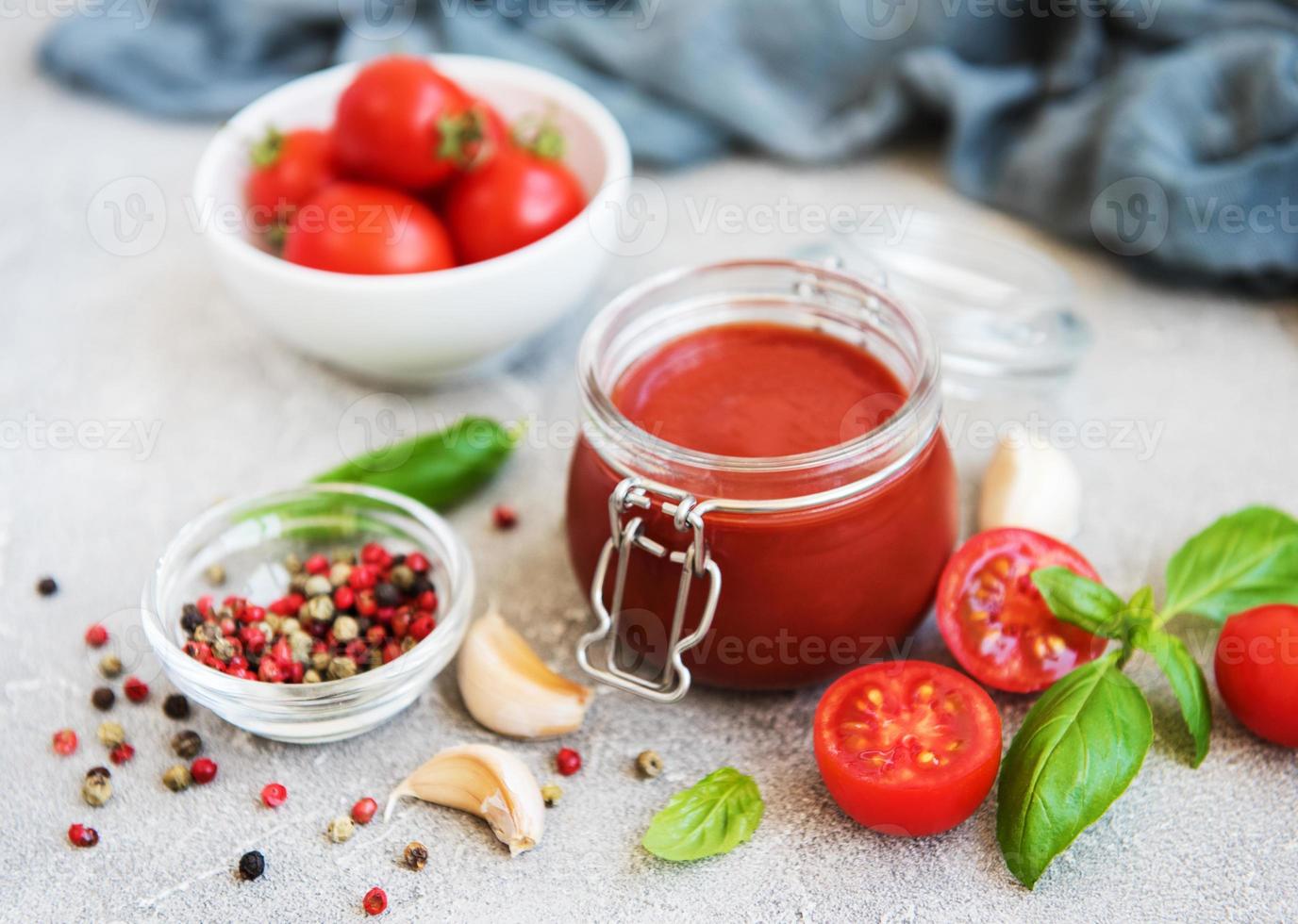 Tomato sauce in a jar 5460762 Stock Photo at Vecteezy