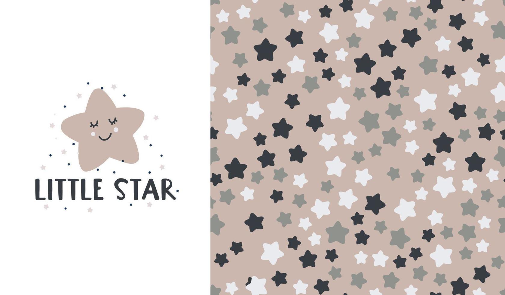 lindo patrón transparente con pequeñas estrellas. impresión infantil creativa para tela, envoltura, textil, papel pintado, ropa. ilustración de dibujos animados vectoriales en colores pastel. vector