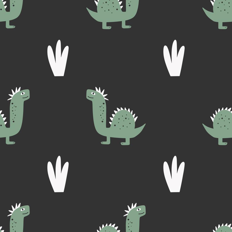 Cute seamless pattern with varied dinosaurs. Creative childish background for fabric. vector