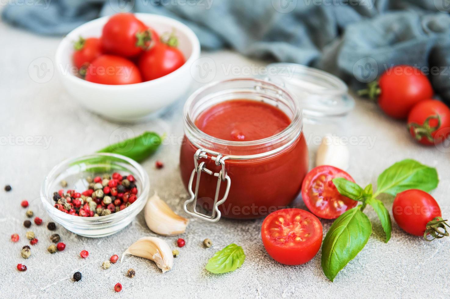 Tomato sauce in a jar 5460811 Stock Photo at Vecteezy