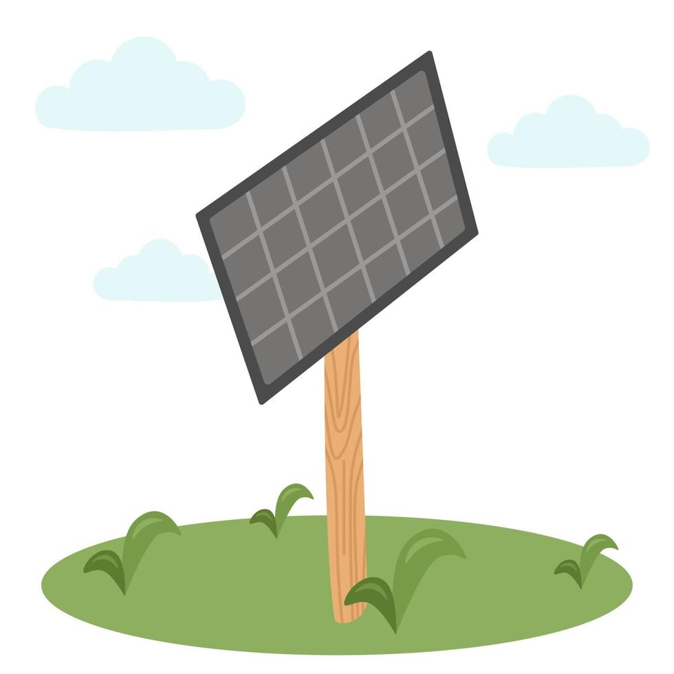 Paneles solares para la generación de energía ecológica. ilustración vectorial del concepto de economía, renovabilidad y disponibilidad de electricidad vector