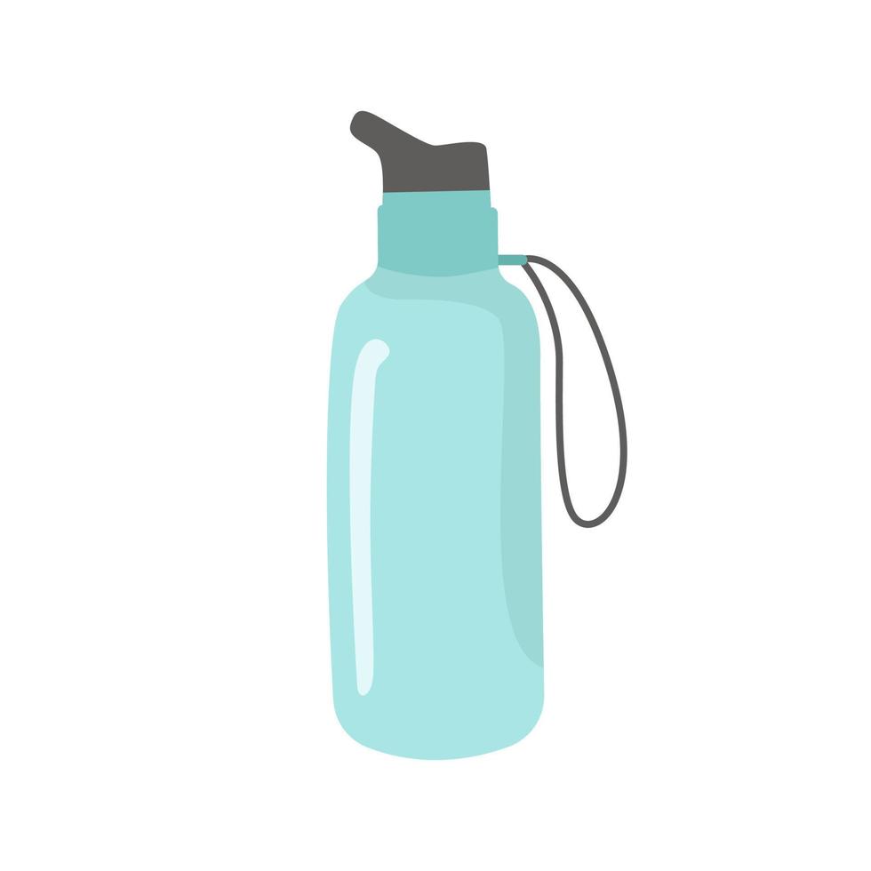 Reusable water bottle. Cute cartoon-style vector illustration for the concept of zero waste and recycling.