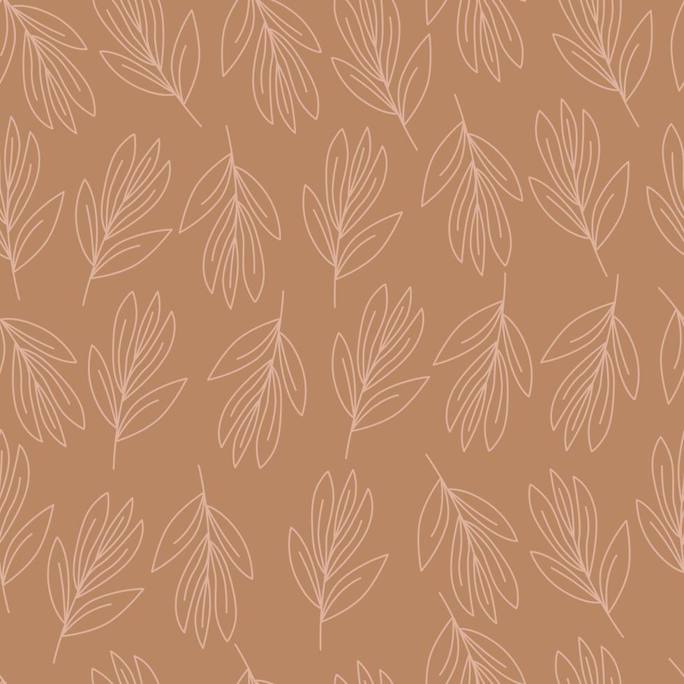 Seamless floral pattern with leaves on a beige background. Vector natural texture for eco-design of textiles, wallpaper, printing on paper, fabric, scrapbooking.