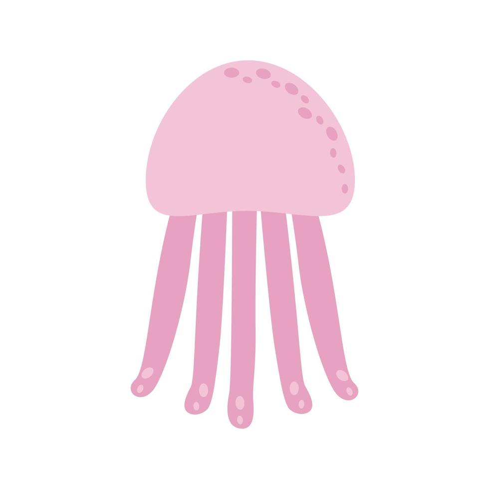 una linda medusa rosa, un habitante marino. ilustración vectorial aislada en un fondo blanco. vector