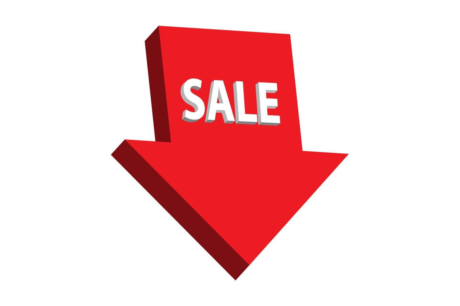 etiqueta roja de ventas para el icono de promoción de marketing de ventas en forma de flecha. Etiqueta de precio de ilustración de representación 3D. vector