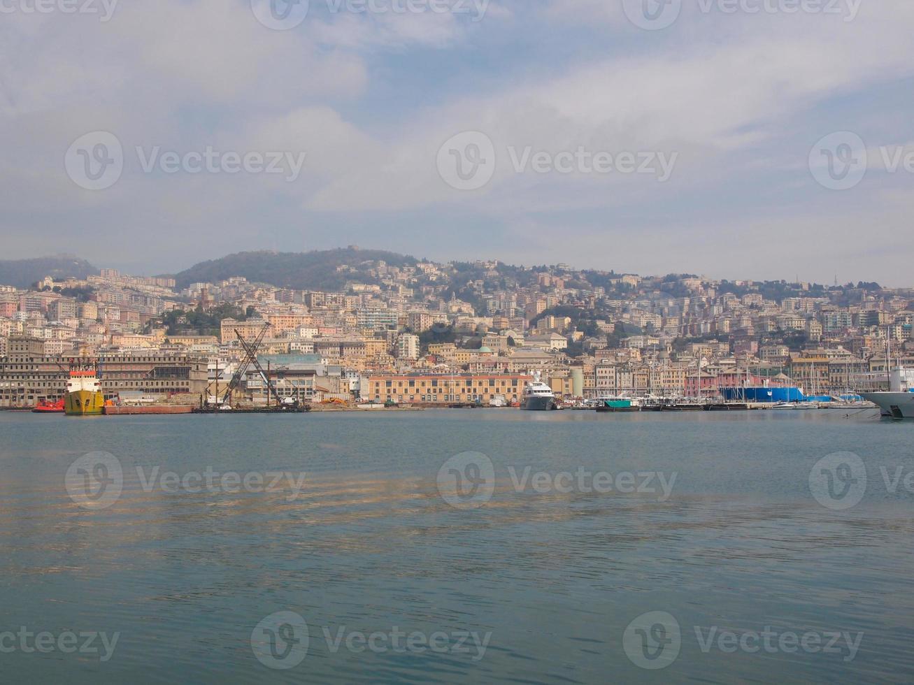 View of Genoa Italy from the sea photo