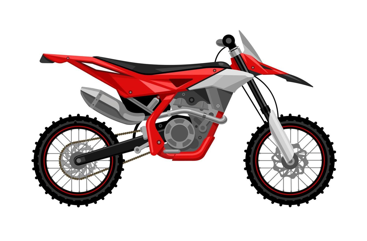 moto de motocross negra y roja. ilustración vectorial plana aislada sobre fondo blanco vector