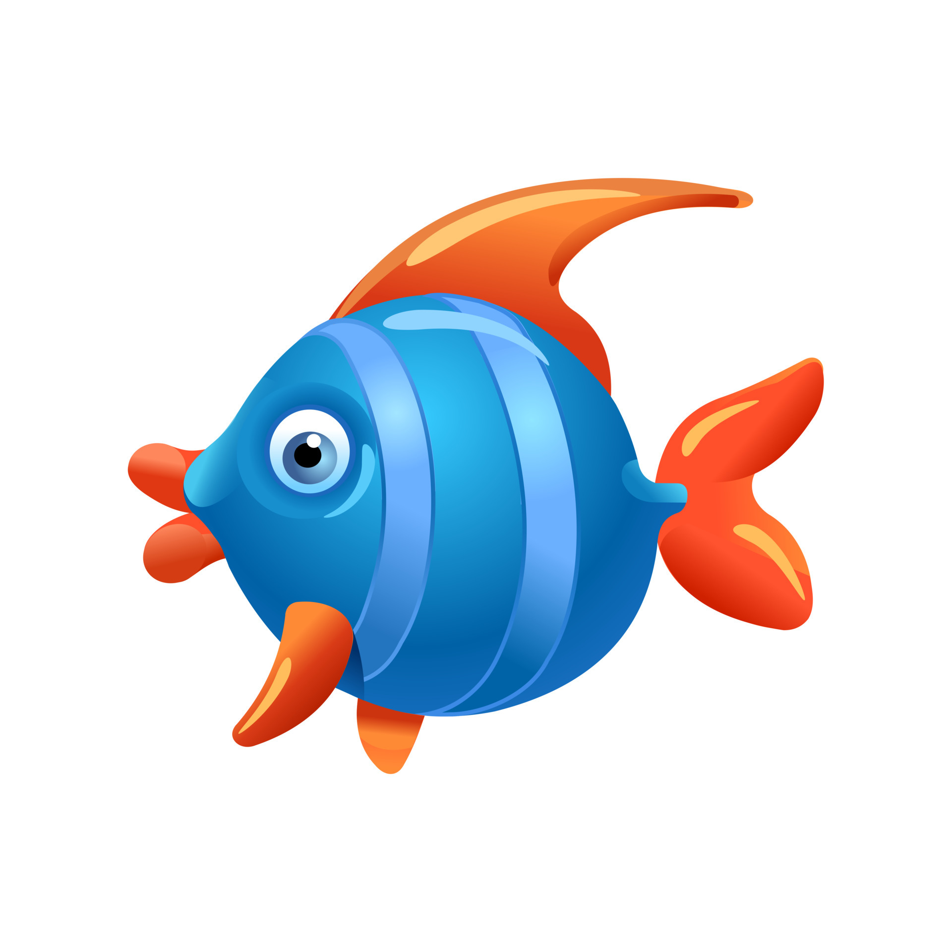 Cute cartoon tropical blue fish. Character. Vector illustration 5461271  Vector Art at Vecteezy