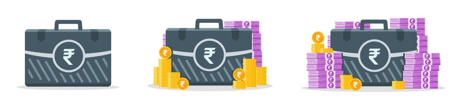 Indian Rupee Money Case Icons vector