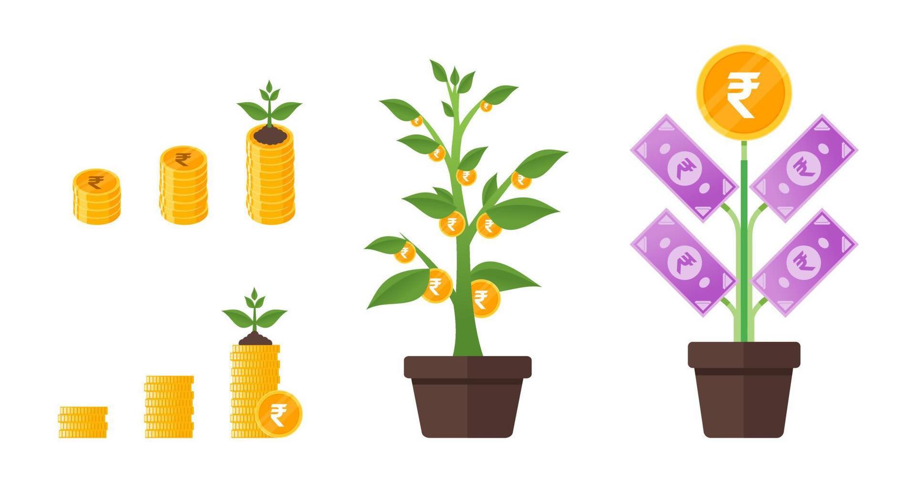 Indian Rupee Money Tree Growing vector