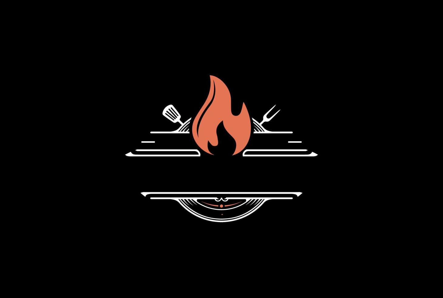 Rustic Retro Vintage BBQ Barbecue Grill Logo Design Vector