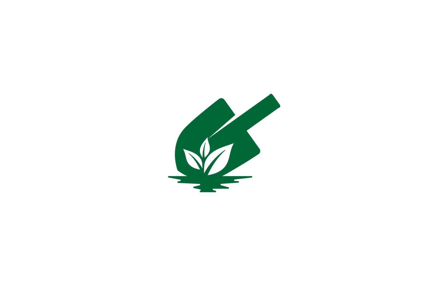 pala y hoja para el diseño del logo del jardín vector