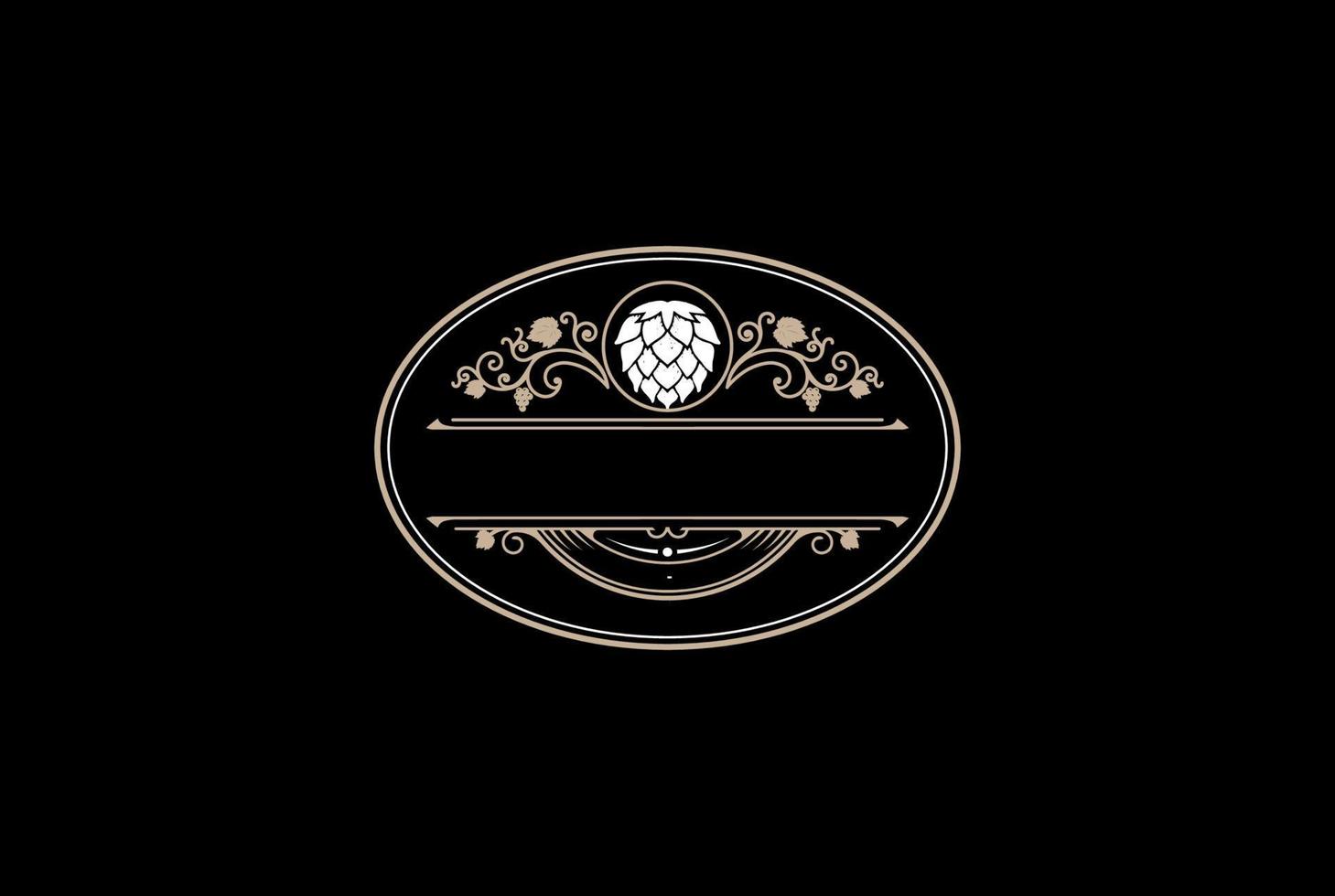 Vintage Old Hop for Craft Beer Brewing Brewery Logo Design Vector