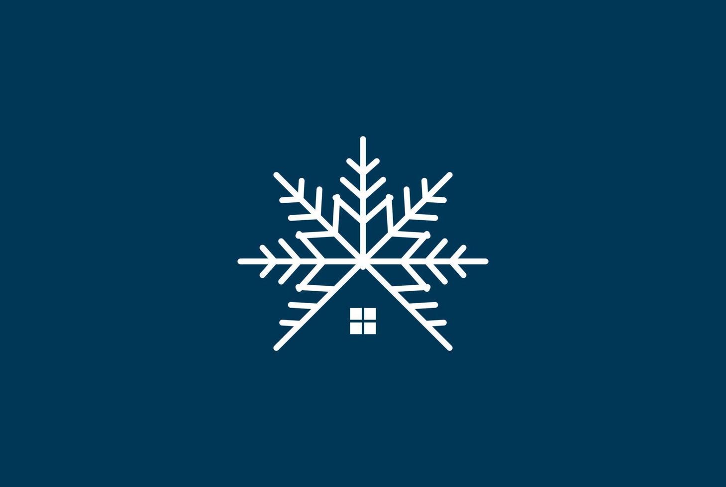 Snow Symbol with House for Cottage Cabin Chalet or Real Estate Logo Design Vector