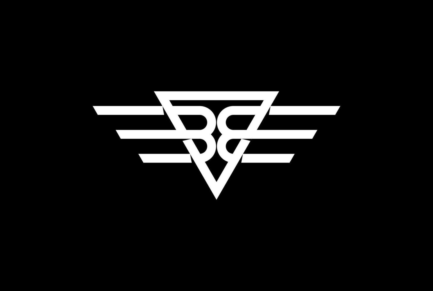 inicial bb 33 o alas triangulares para deporte militar insignia emblema logotipo diseño vector