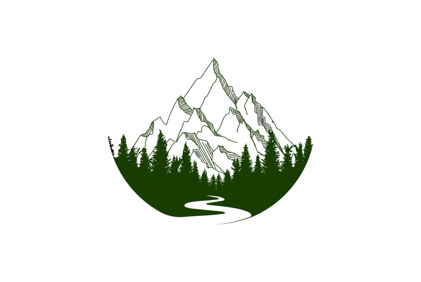 Pine Cedar Spruce Conifer Evergreen Fir Larch Cypress Hemlock Trees Forest Badge Emblem for Outdoor Camp Adventure Logo Design Vector