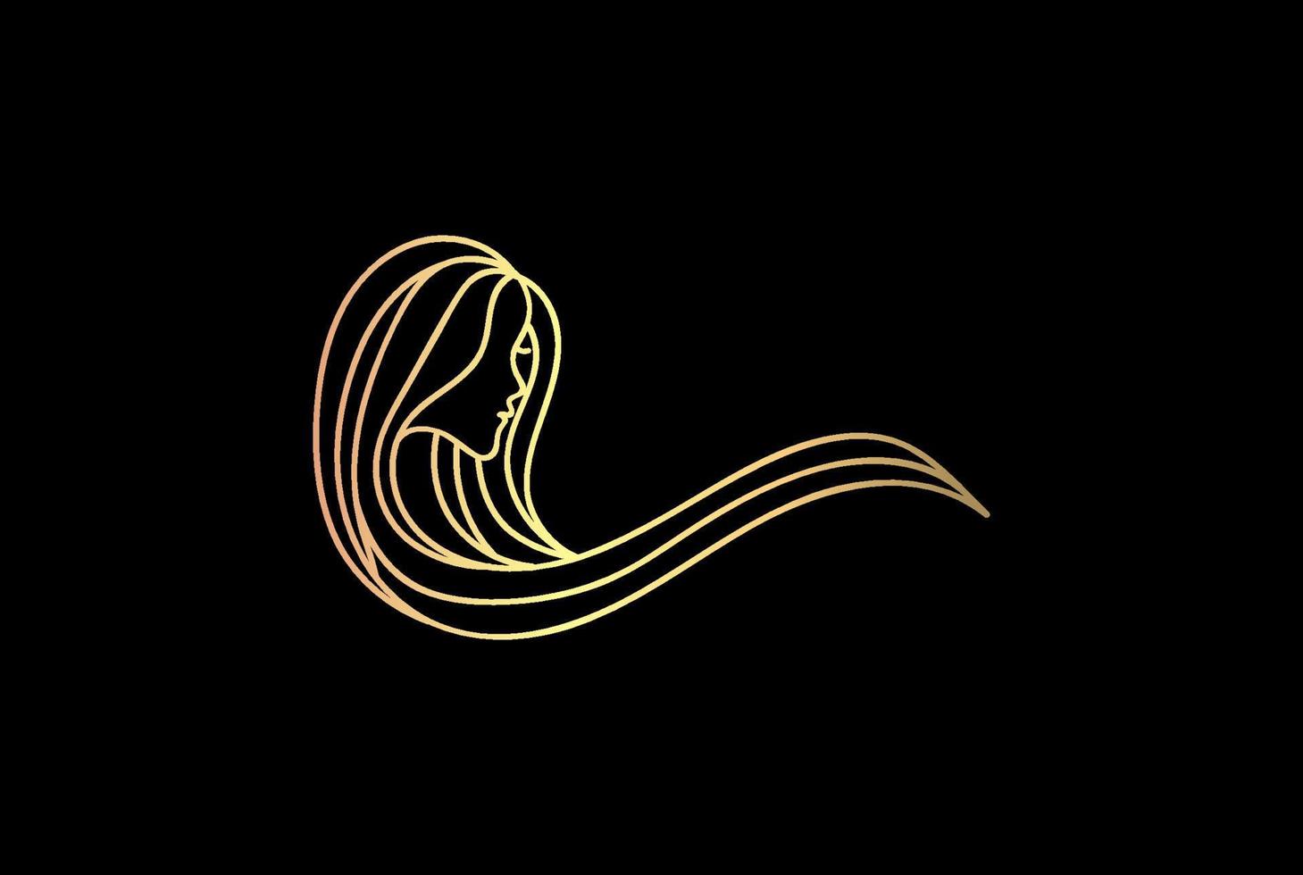 elegante lujo belleza mujer niña dama cabello femenino logotipo diseño vector