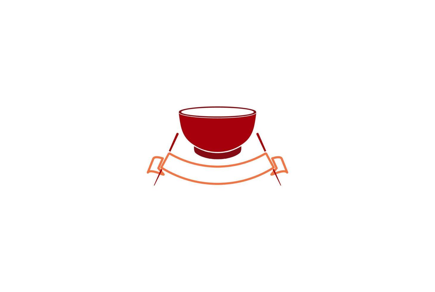 Red Bowl and Chopstick for Noodle Asian Japanese Chinese Korean Oriental Food Restaurant Logo Design Vector