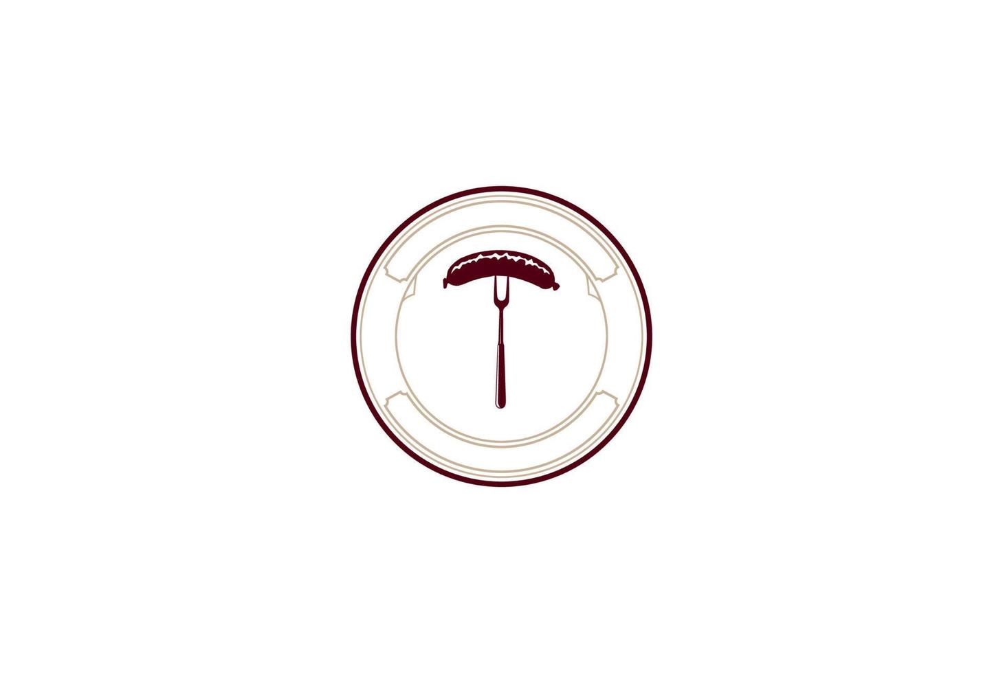 vector de diseño de logotipo de etiqueta de salchicha rústica retro vintage circular