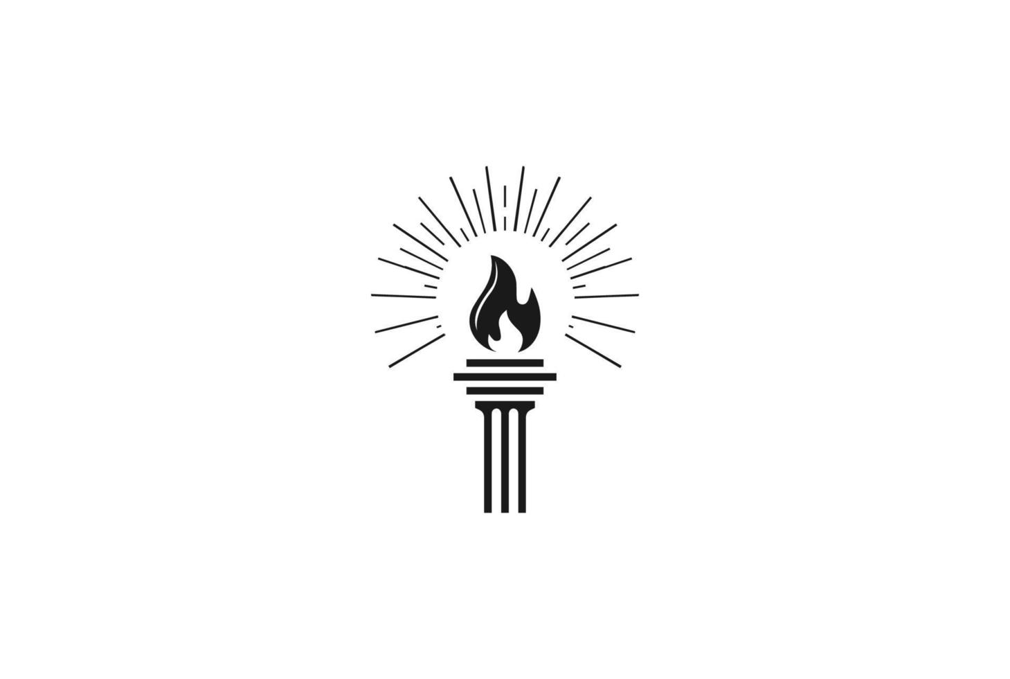 Pillar Column Burn Torch Fire Flame Light Logo Design Vector