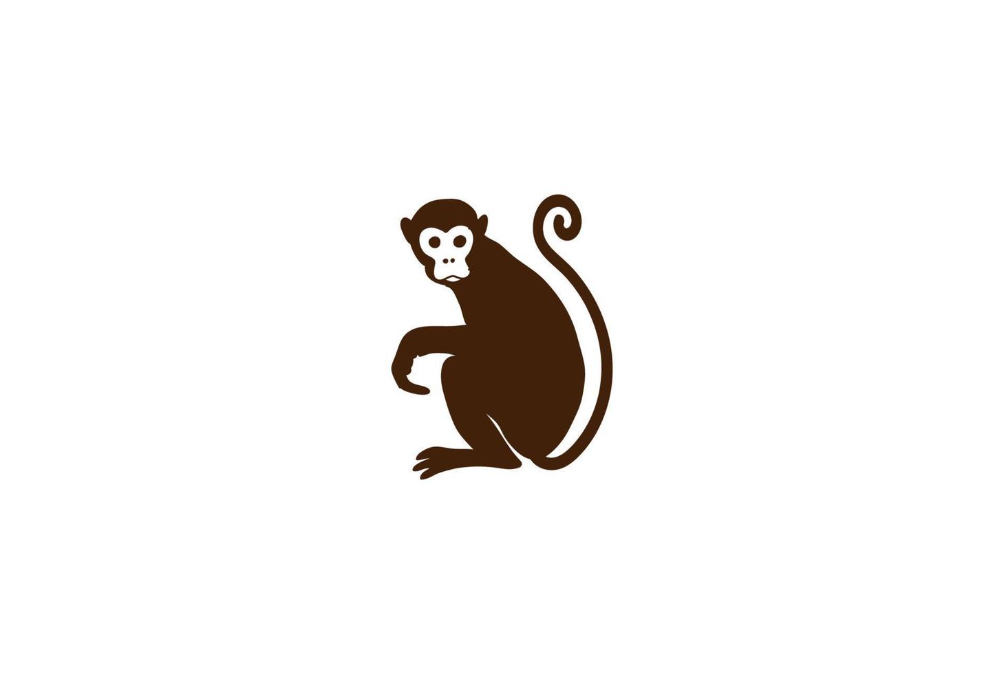 Simple Minimalist Funny Monkey Logo Design Vector