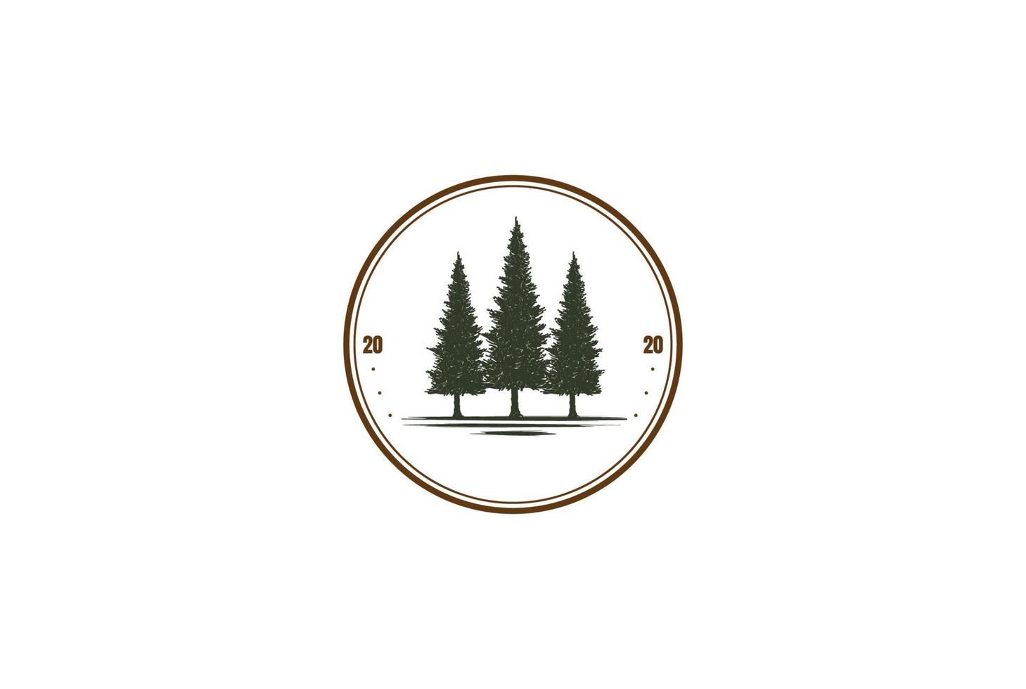 Rustic Pine Evergreen Cedar Cypress Larch Conifer Coniferous Fir Trees Forest Badge Emblem Logo Design Vector