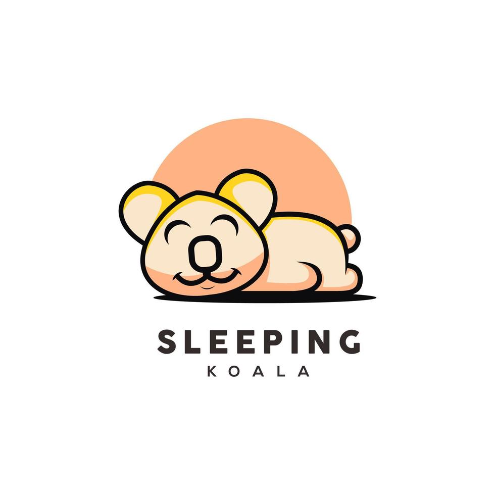 logotipo lindo del koala durmiente vector