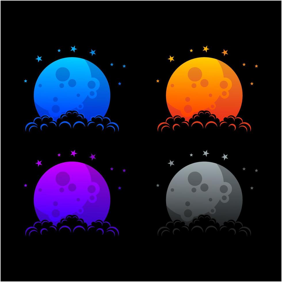 colección de ilustración de diseño de logotipo de luna de estilo degradado vector