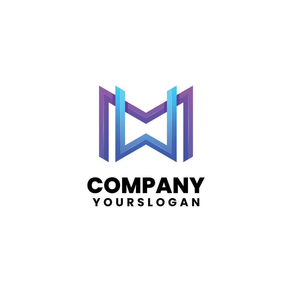 letter w and m logo design vector