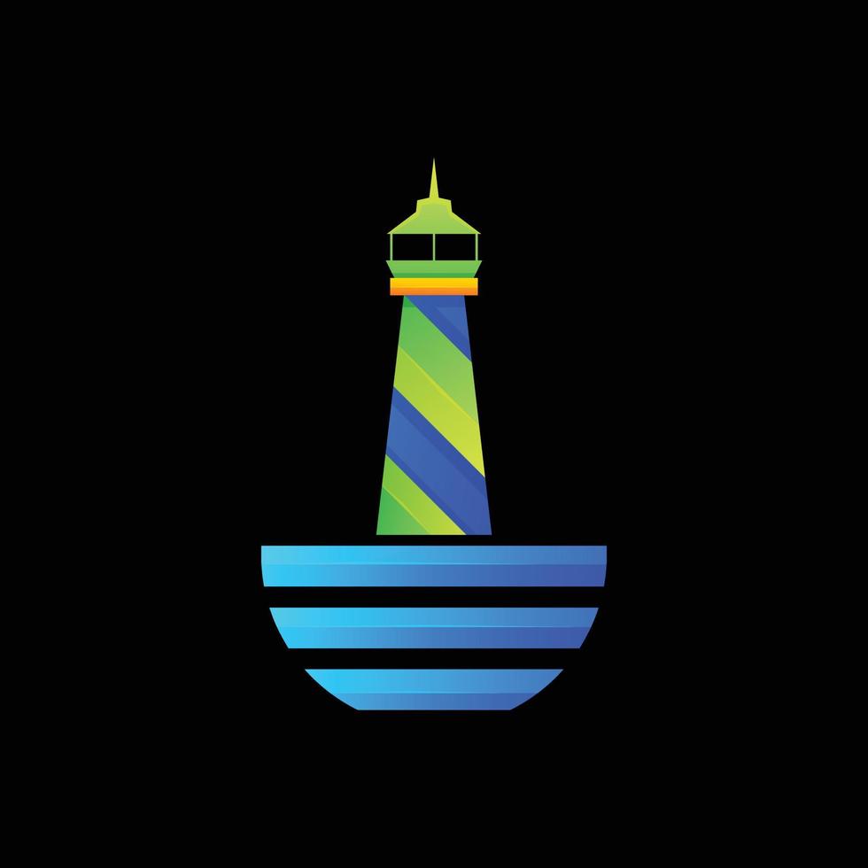 colorful lighthouse logo design vector