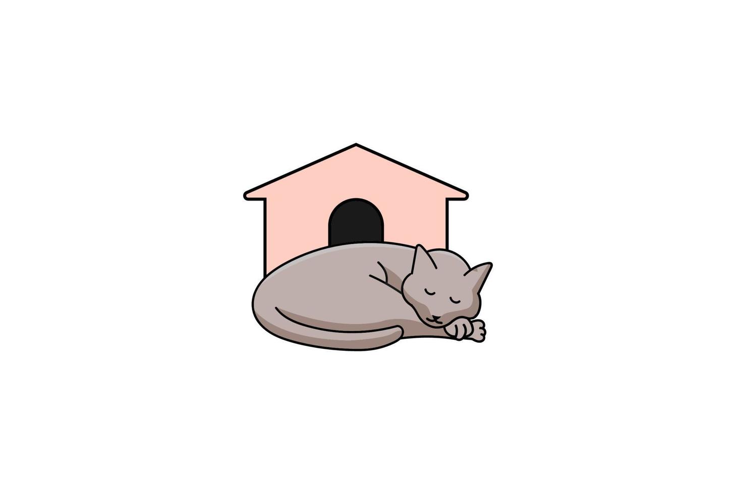 Modern House Cat for Pet Clinic Logo Design Vector