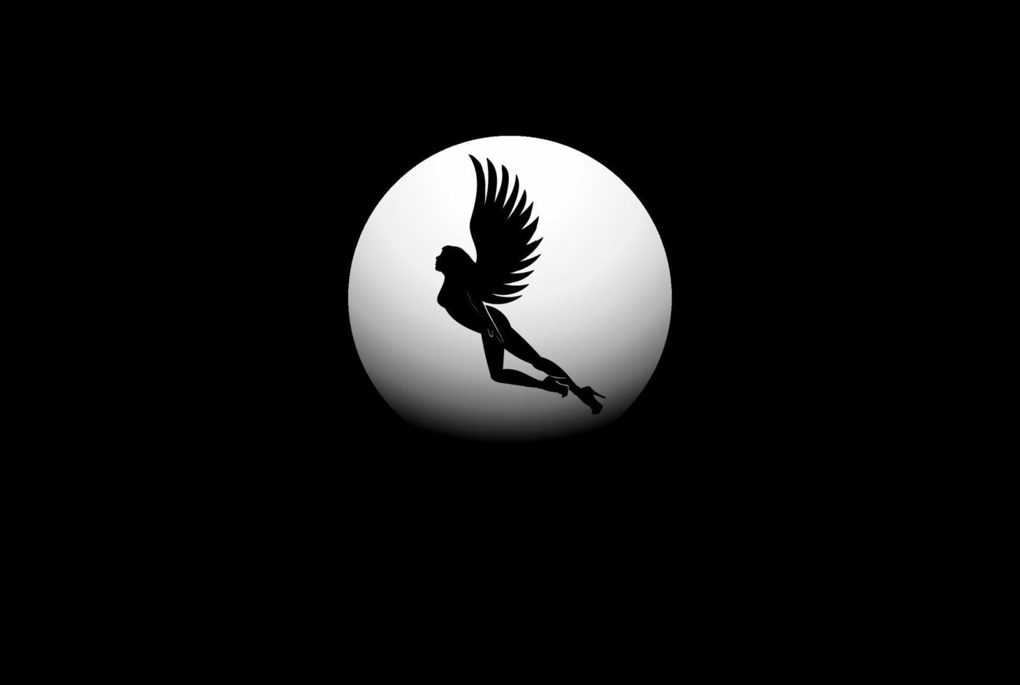 hot sexy flying angel mujer niña dama mujer logo design vector
