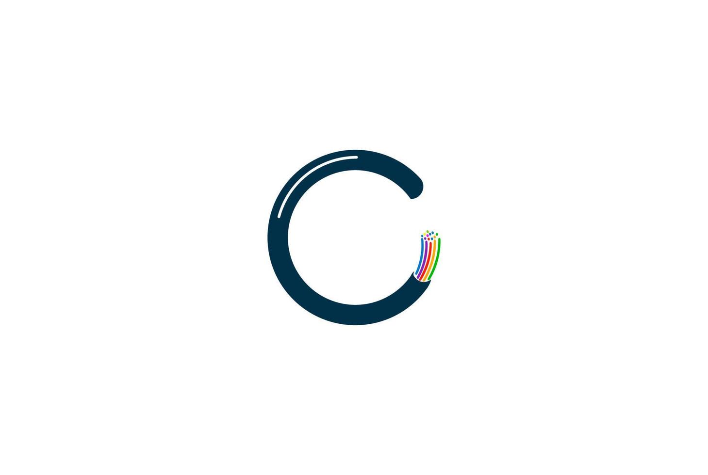 Simple Minimalist Cable Fiber Optic Logo Design Vector