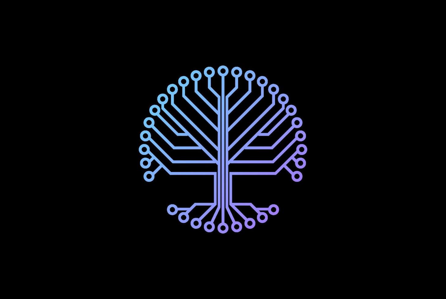 vector de diseño de logotipo de planta de árbol de circuito eléctrico o tecnología de tecnología circular