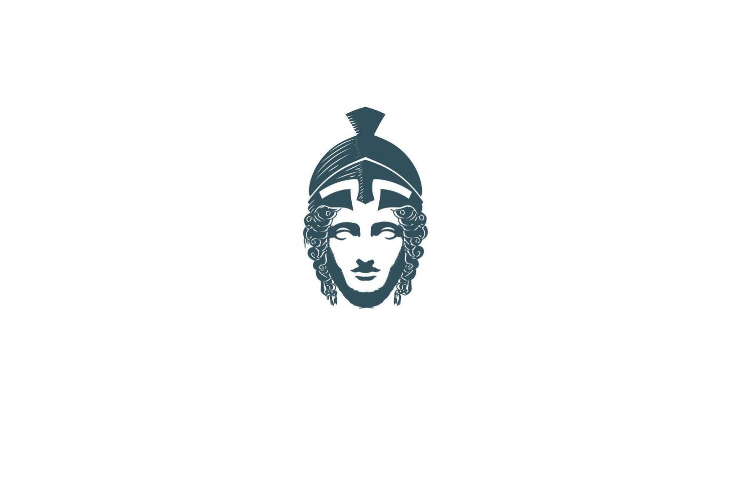 Beauty Greek Roman Goddess Minerva Head Sculpture Logo Design Vector