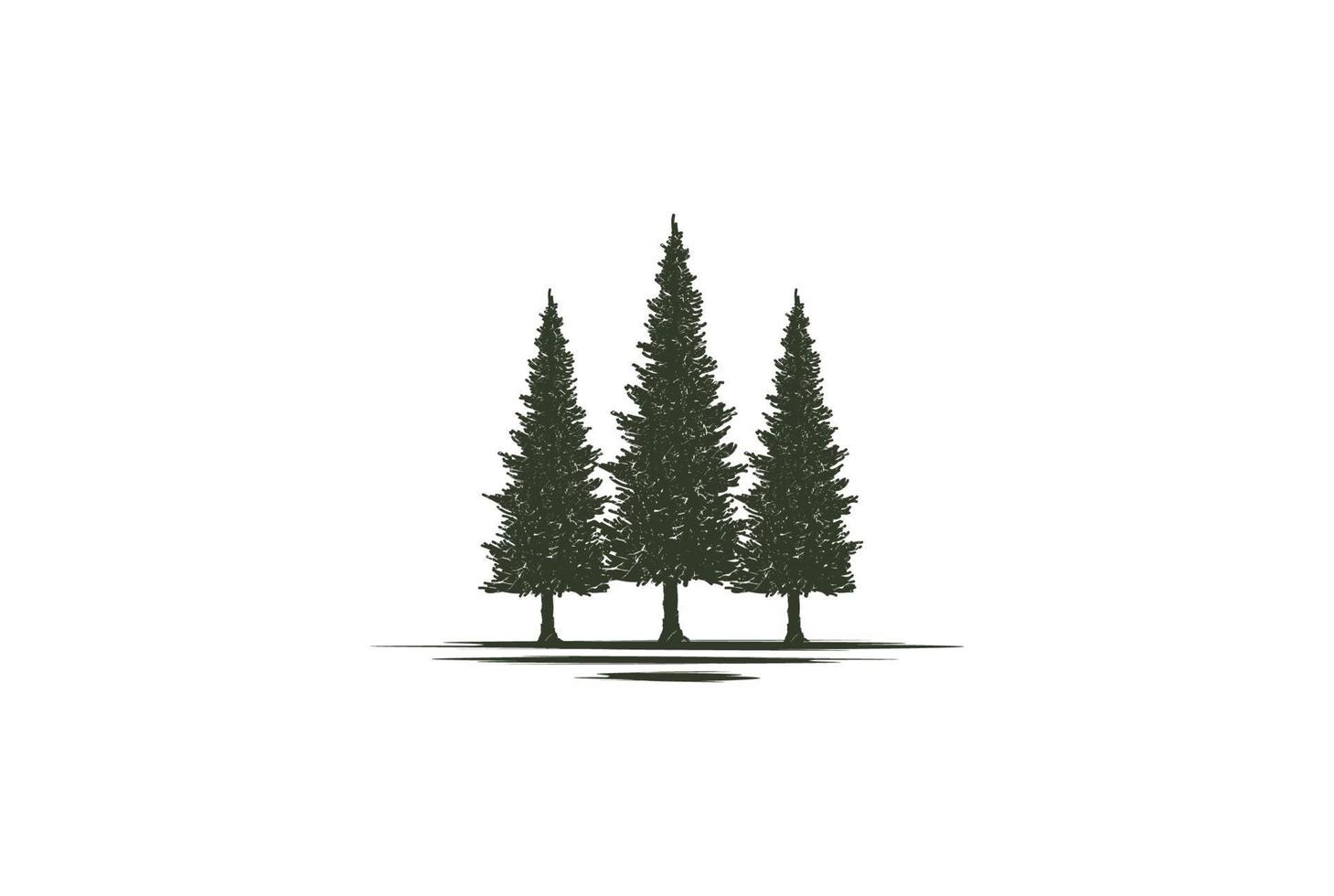 Rustic Pine Evergreen Cedar Cypress Larch Conifer Coniferous Fir Trees Forest Logo Design Vector