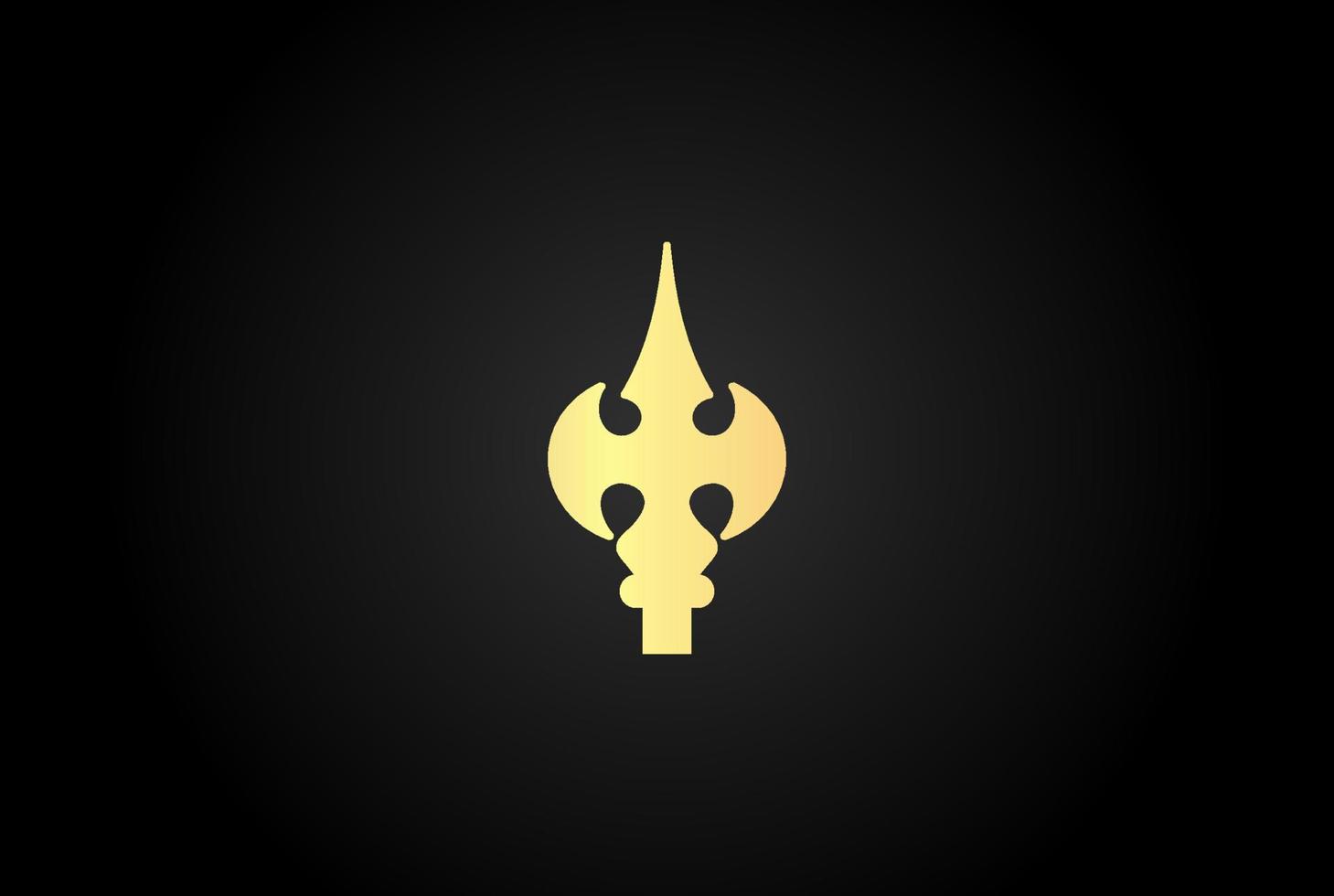 Golden Trident Neptune Poseidon Triton King Spear Logo Design Vector