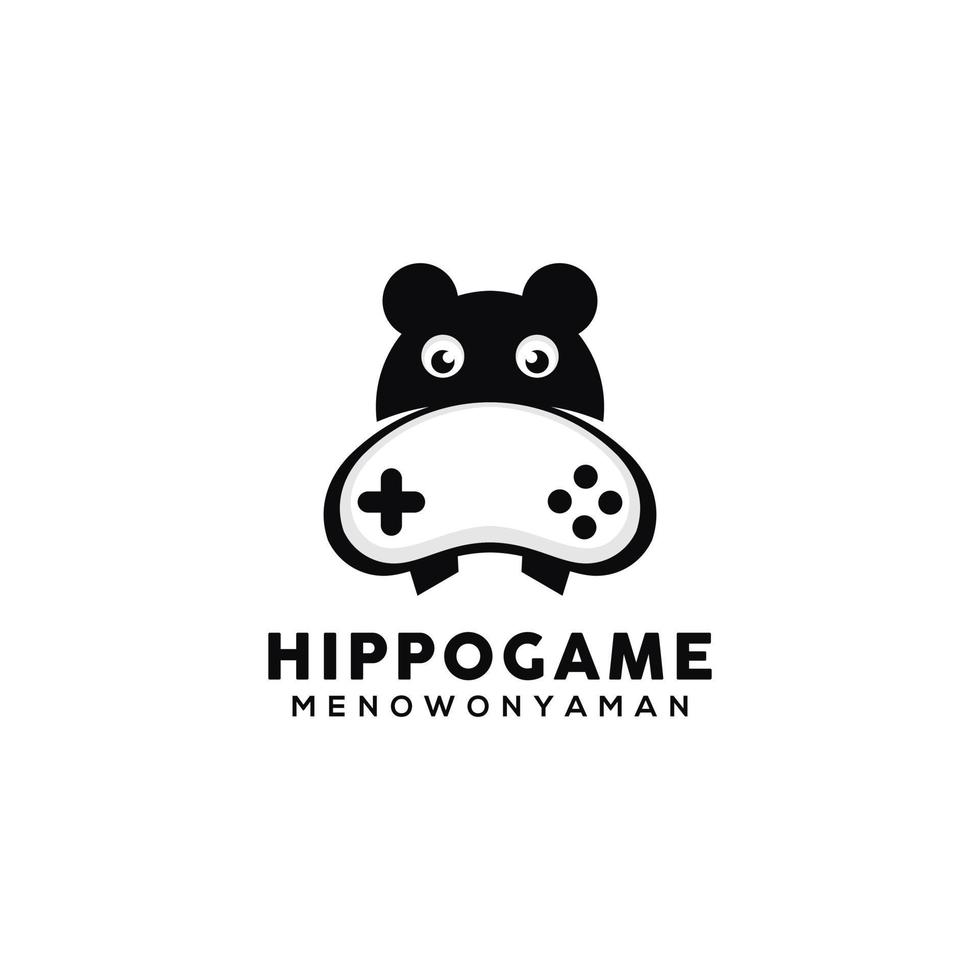 diseño de logotipo de juego de hipopótamos vector