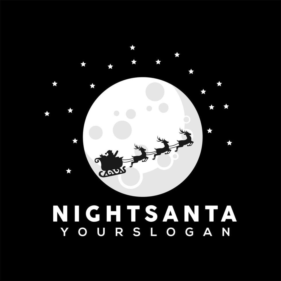 illustration of santa claus crossing the moon vector