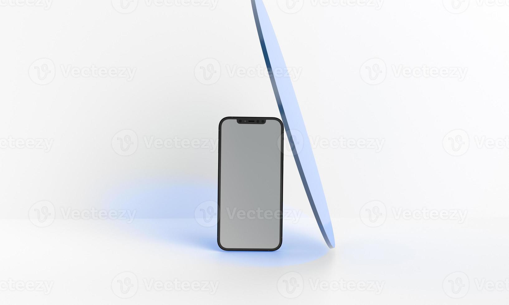 3d render illustration hand holding the white smartphone with full screen and modern frame less design - isolated on white background photo