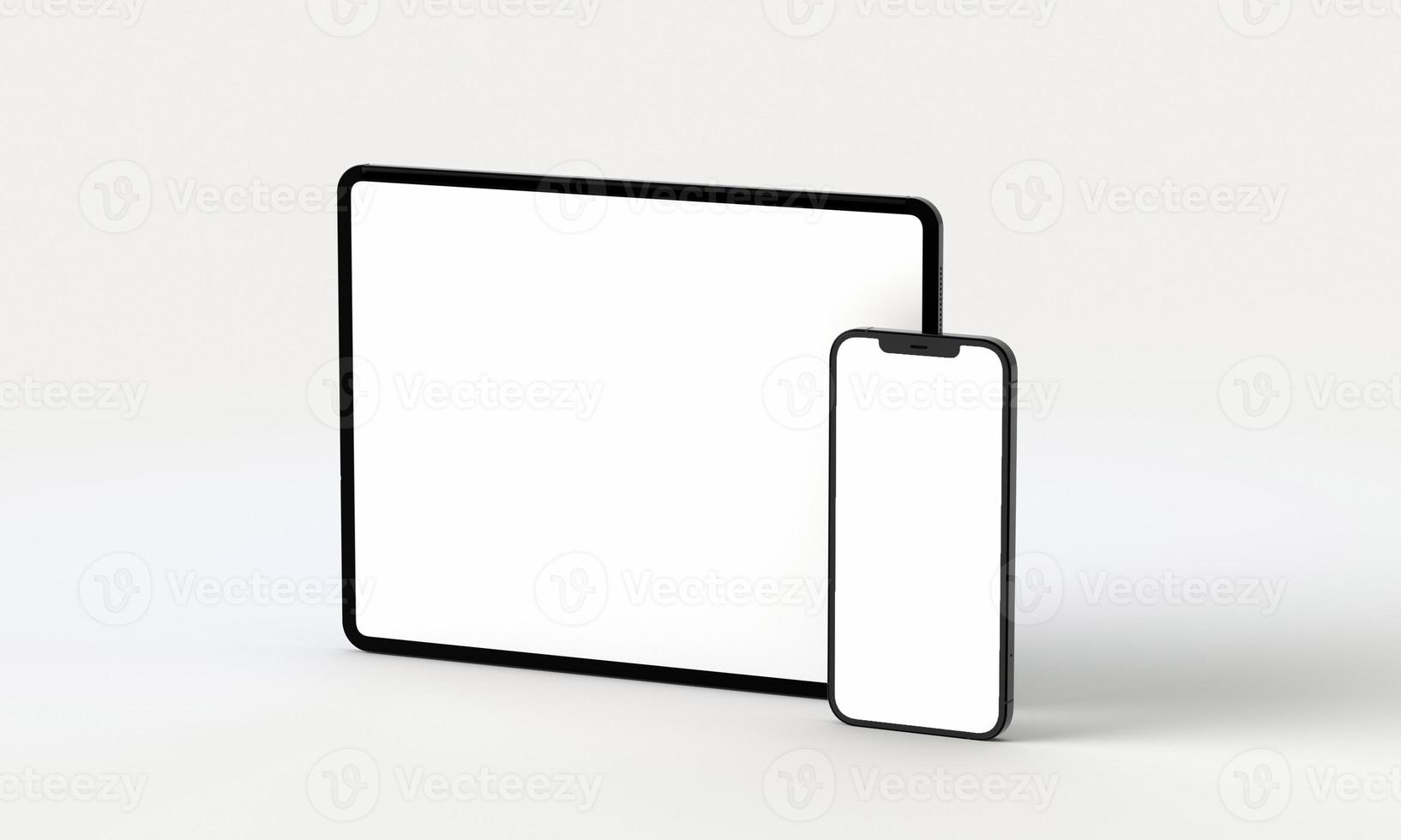 3d render illustration hand holding the white smartphone with full screen and modern frame less design - isolated on white background photo