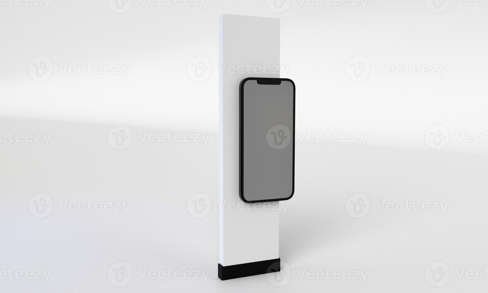 3d render illustration hand holding the white smartphone with full screen and modern frame less design - isolated on white background photo