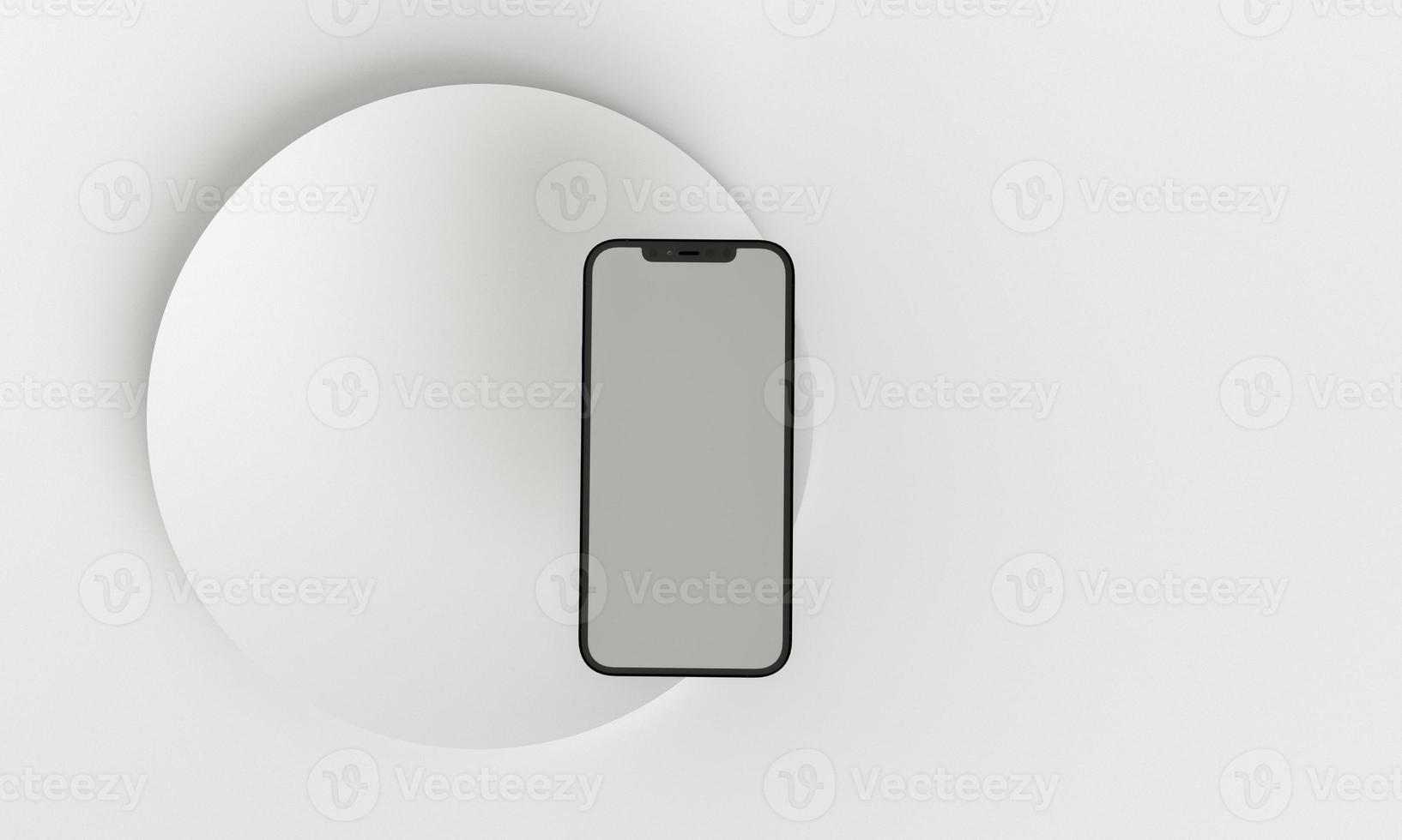 3d render illustration hand holding the white smartphone with full screen and modern frame less design - isolated on white background photo