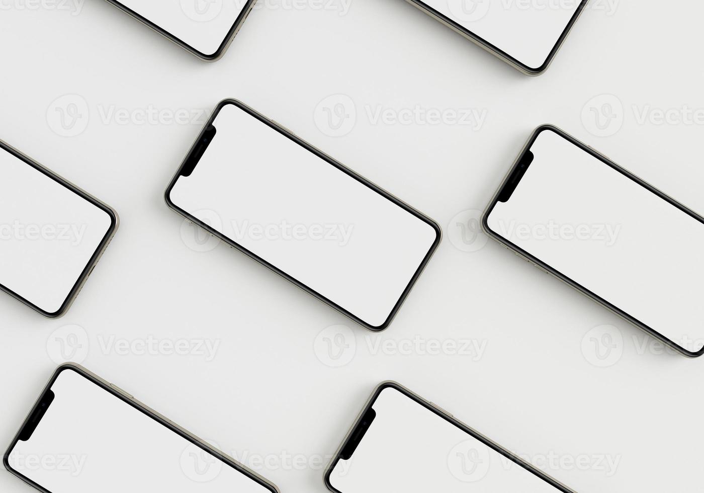 3d render illustration hand holding the white smartphone with full screen and modern frame less design - isolated on white background photo