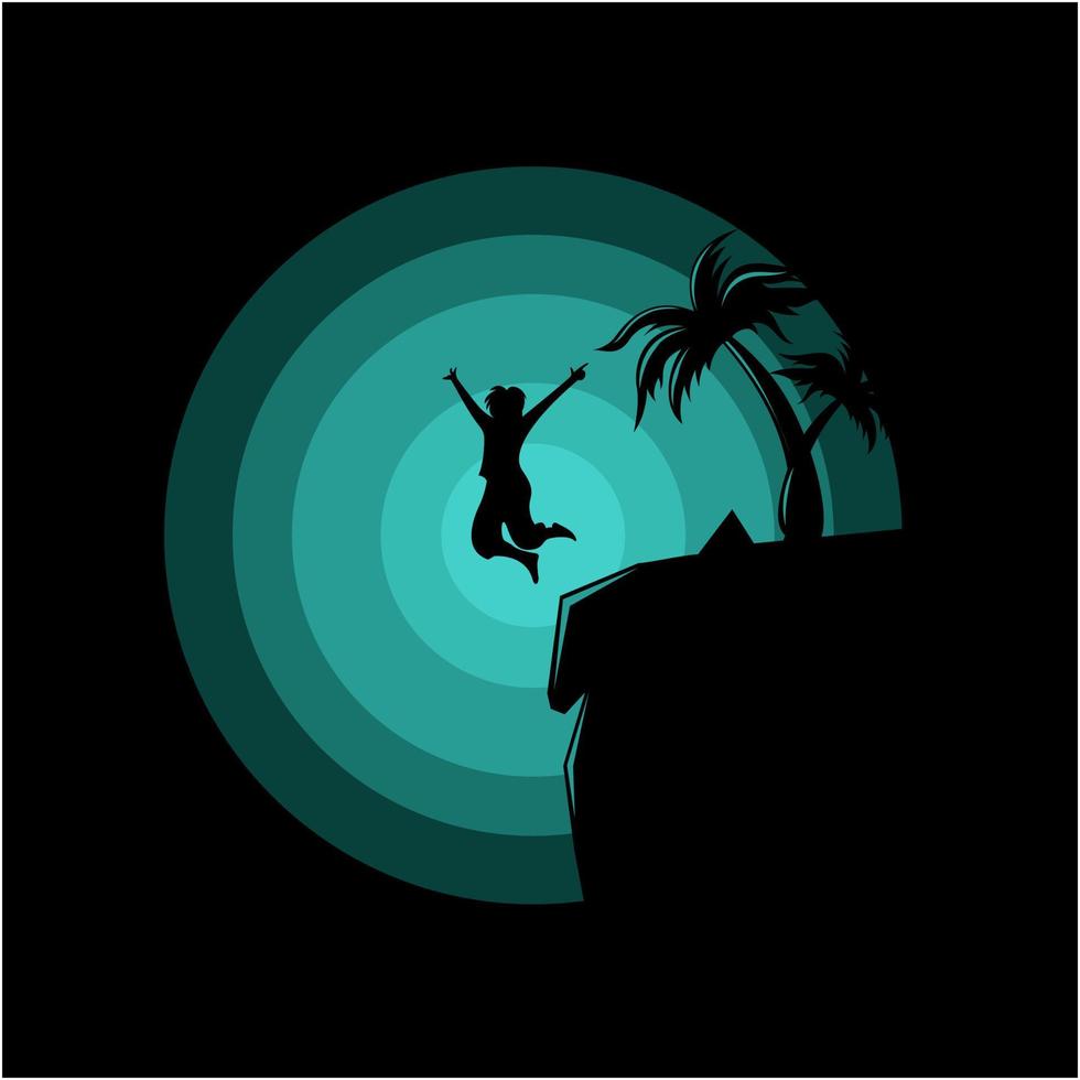 man silhouette jumping vector illustration