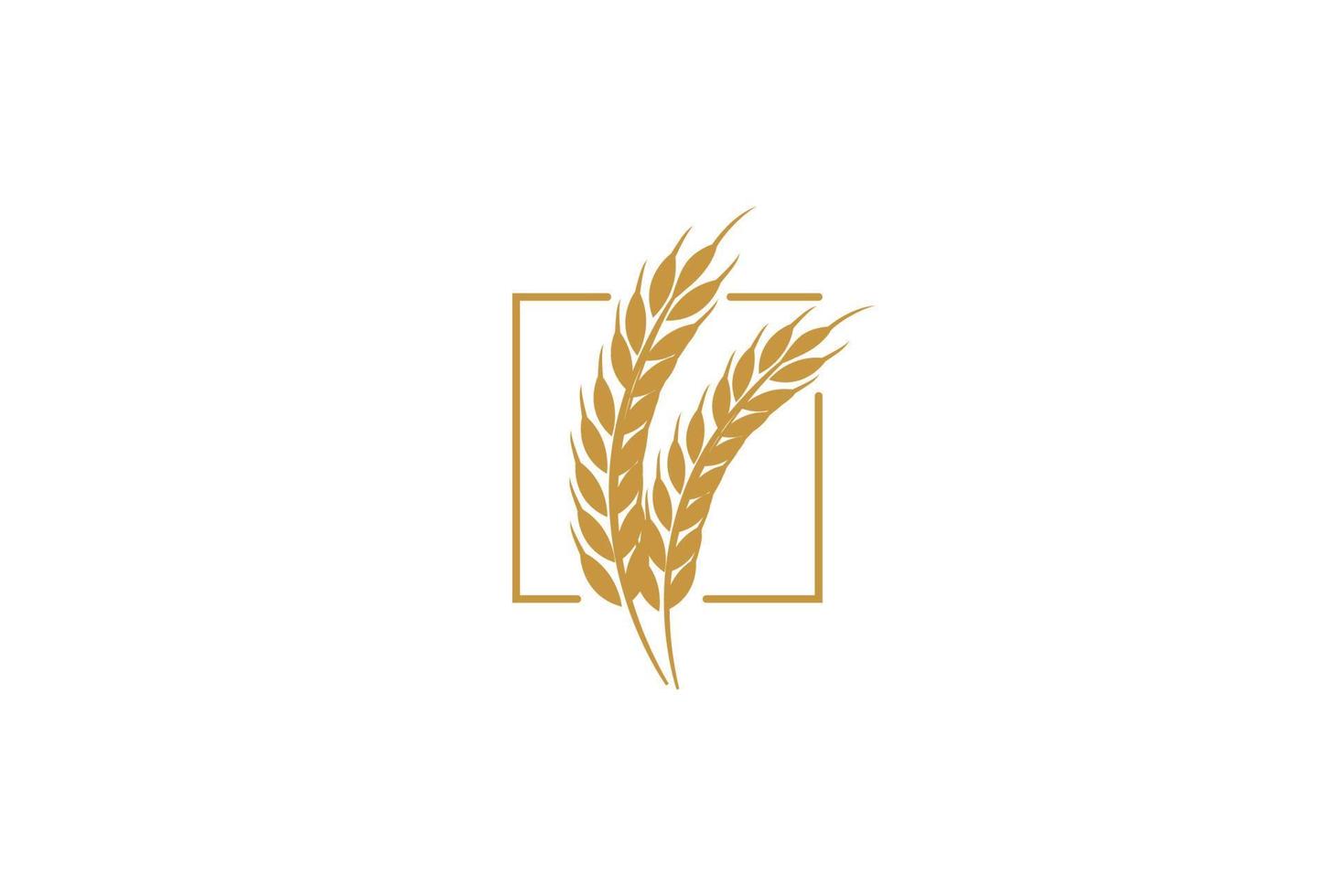 Simple Minimalist Wheat Grain Rice for Bakery Food Logo Design vector