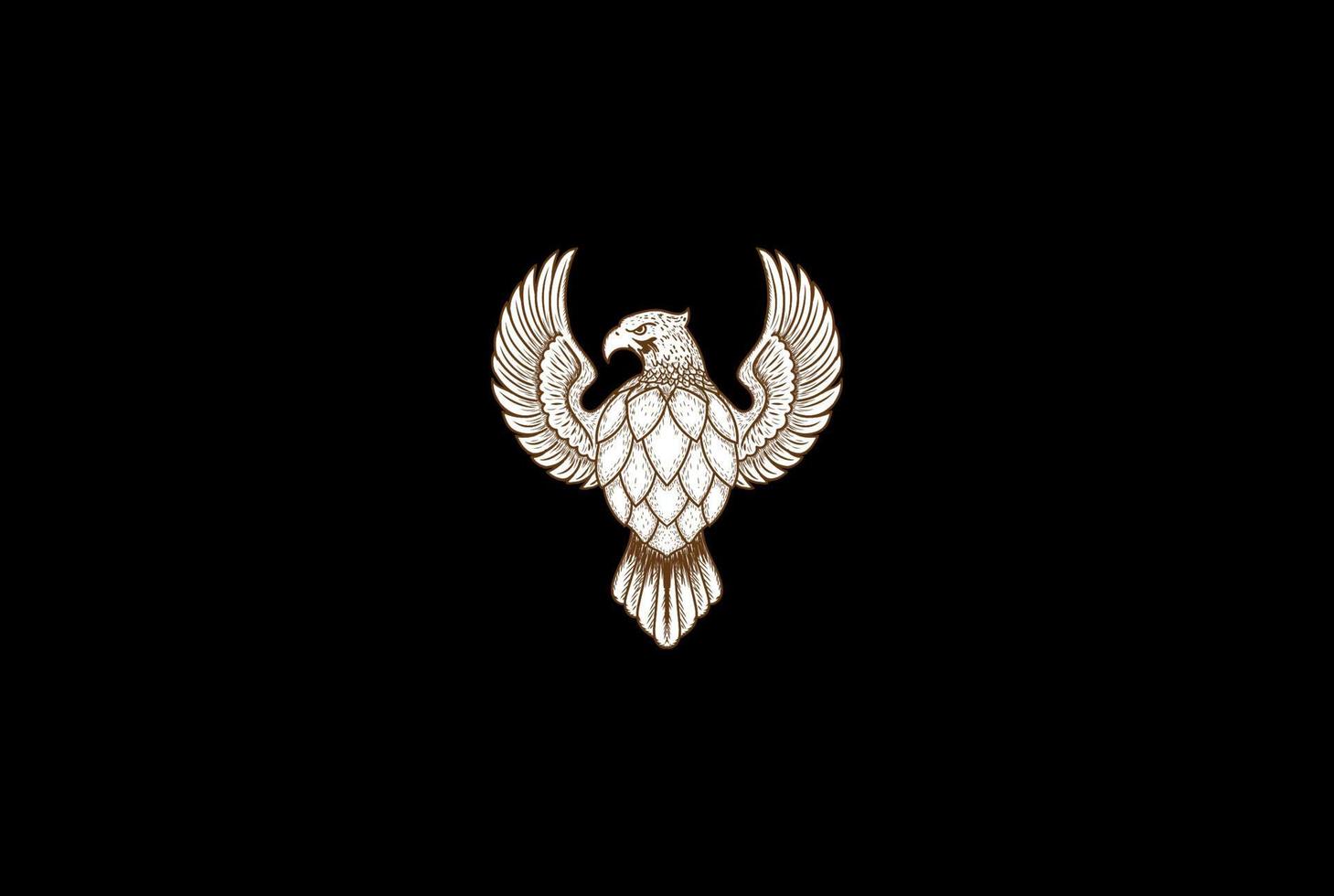 halcón águila vintage halcón con lúpulo para la elaboración de cerveza artesanal vector de diseño de logotipo de etiqueta de cervecería