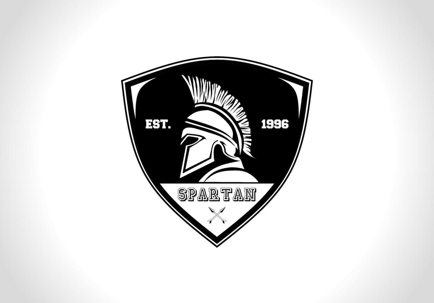 logotipo del emblema del escudo espartano. casco espartano clásico vintage. vector