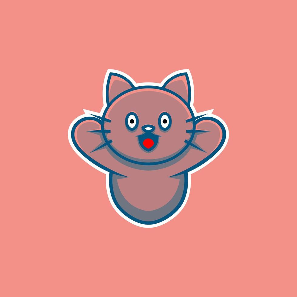 lindo gato ilustración sonriendo feliz en estilo de dibujos animados vector