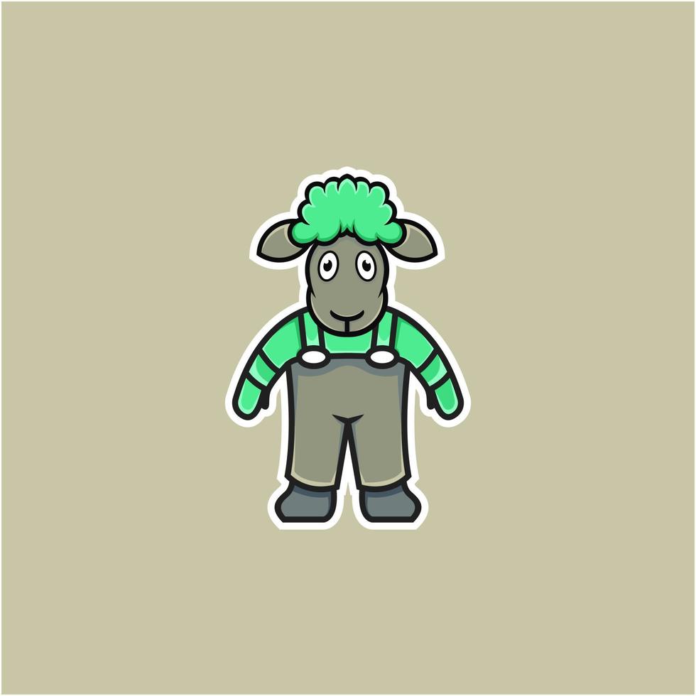 cute sheep farmer illustration in cartoon style vector